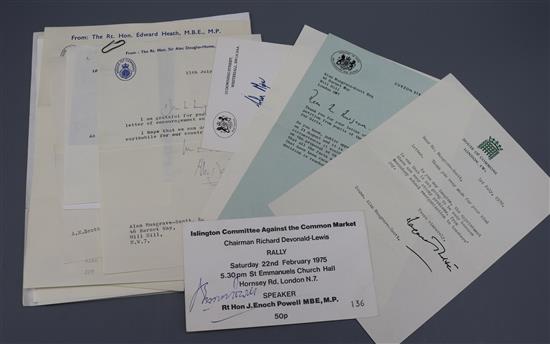 Ephemera including Margaret Thatcher letters, all political related items